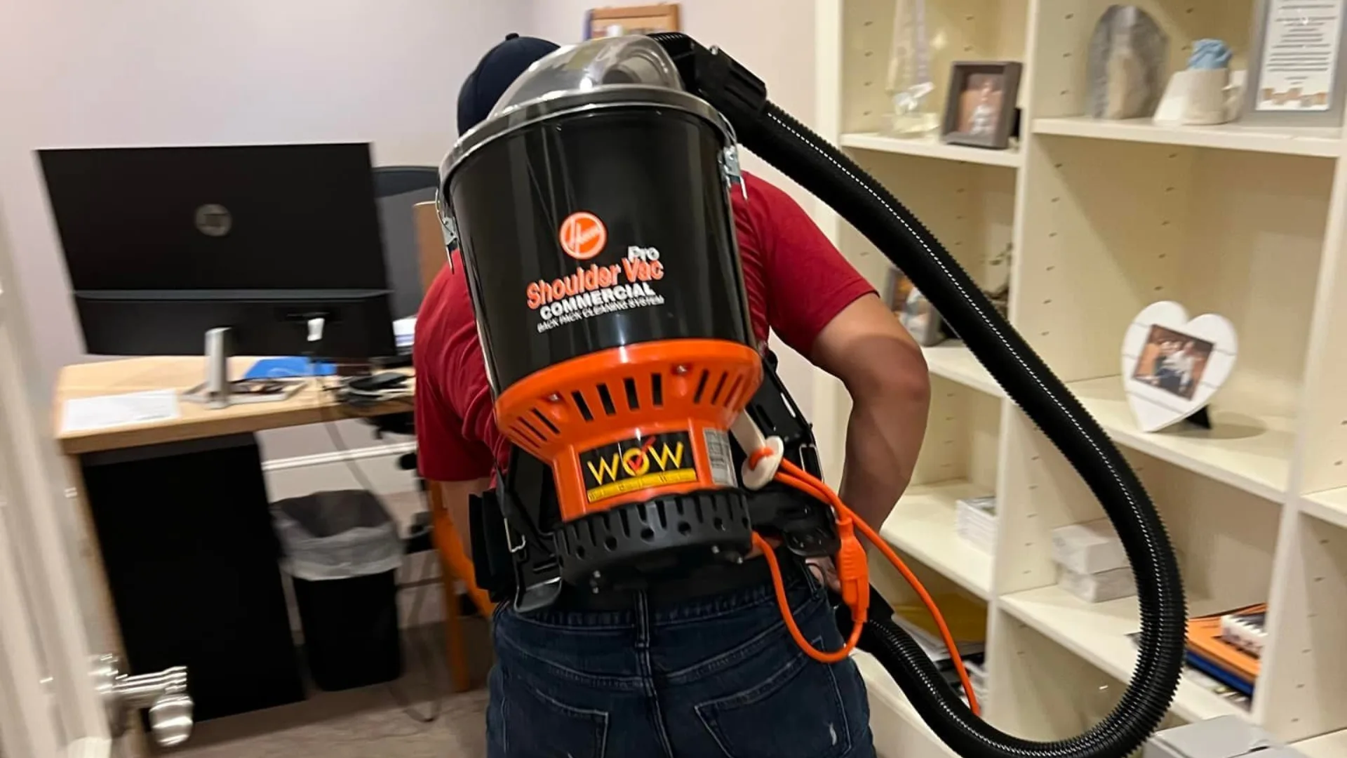 Commercial cleaning team working in local area